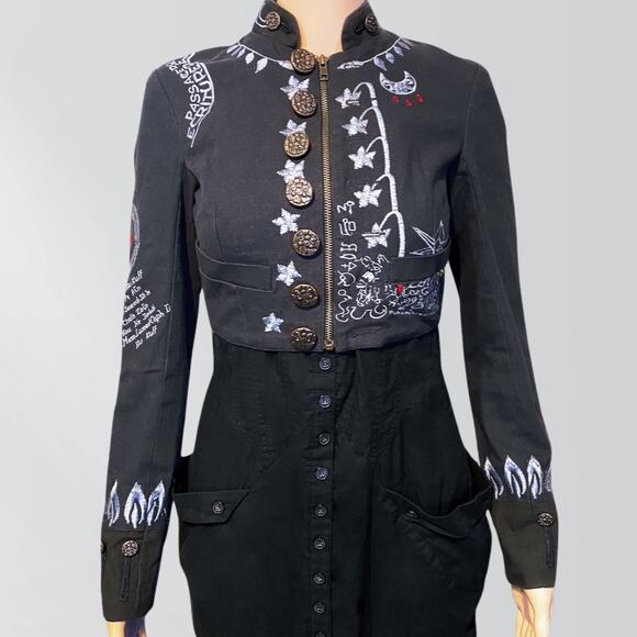 NWT Vintage AllSaints Extremely Rare Embroidered Symbols Angels Crop Jacket - Picture 1 of 12